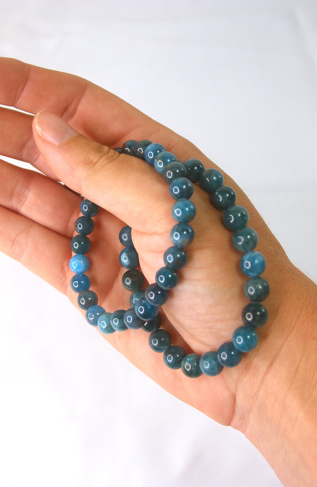 Blue Apatite 8mm Bead Bracelet 496